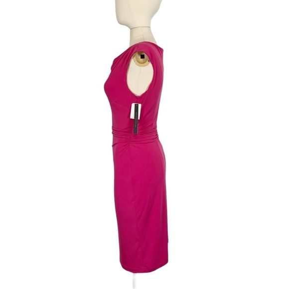 David Meister Ruched Cowl Neck Sleeveless Sheath Dress Pink Size Small NWT - Picture 3 of 14
